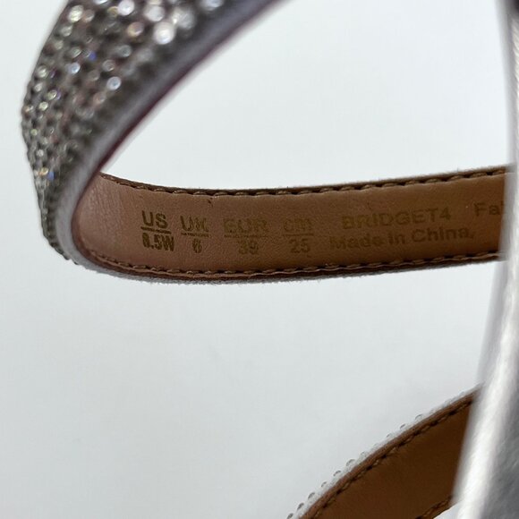 Naturalizer Bridget4 Silver Strappy Rhinestone Sandal Size 8.5 WIDE Block Heel - Picture 12 of 16